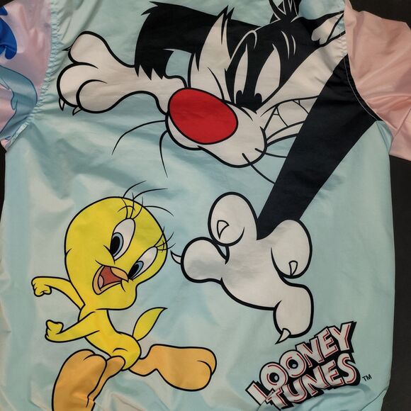 Members Only Looney Tunes Windbreaker Jacket Hoodie Medium Zip VGC - Picture 10 of 13